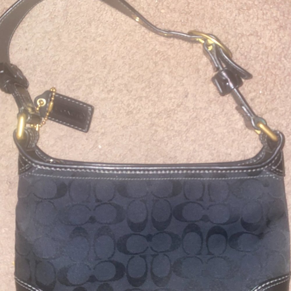 Authentic Coach Signature Jacquard Shoulder Bag Bleeker Creed 11430